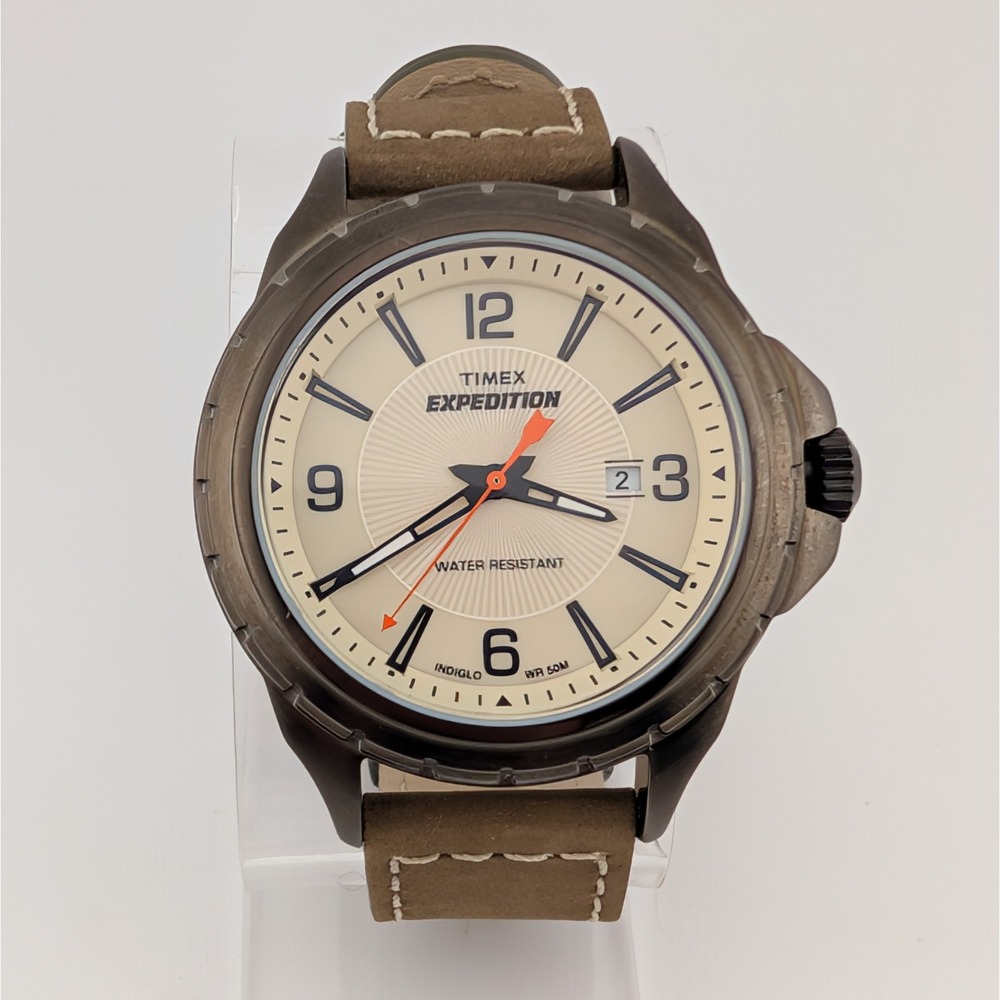 Timex Expedition Rugged T49909 Indiglo Men's Watch Cream Dial WR50 43mm